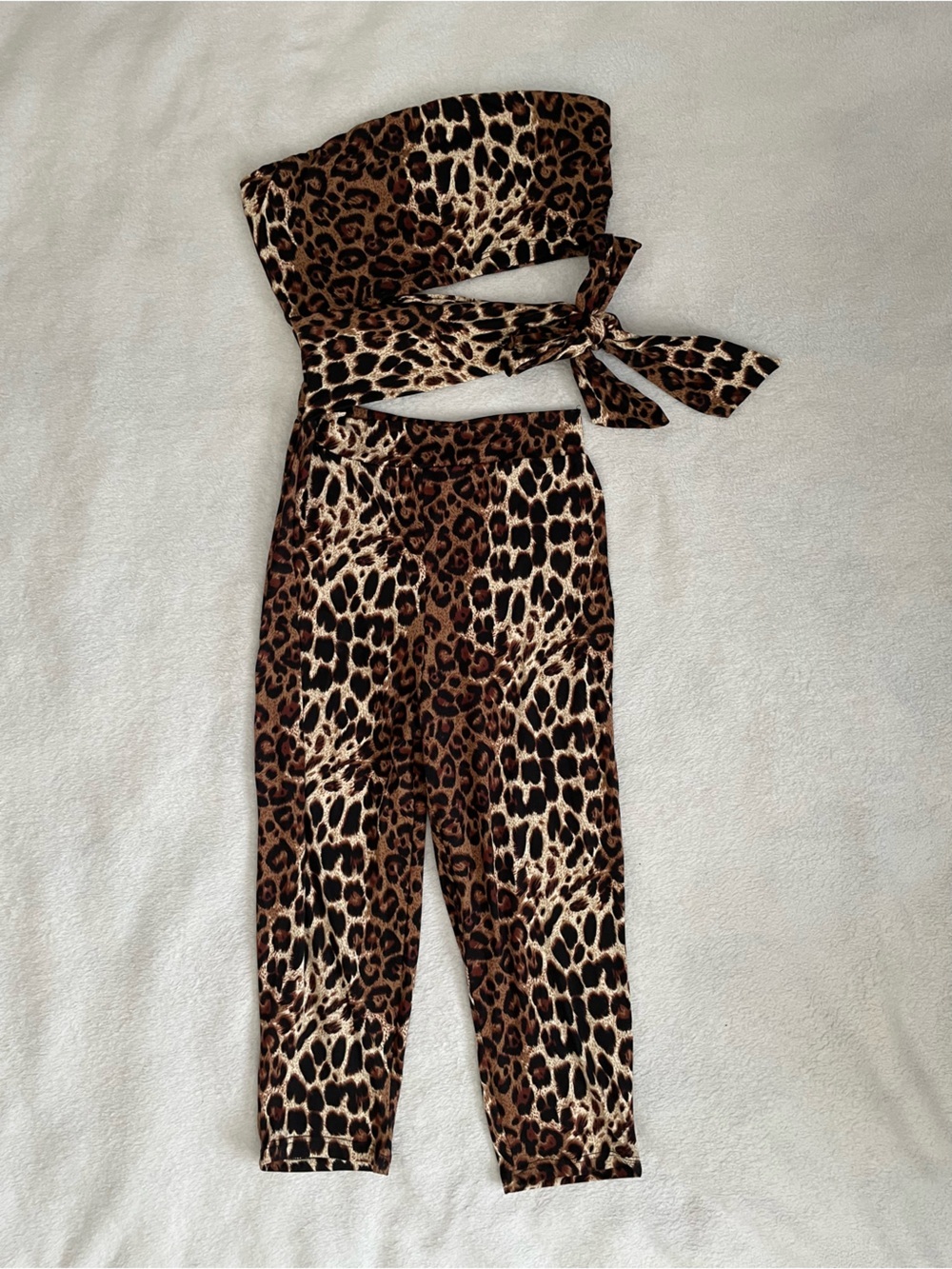 Diosa Women’s size Small Leopard Print Tie-Waist Scarf Top